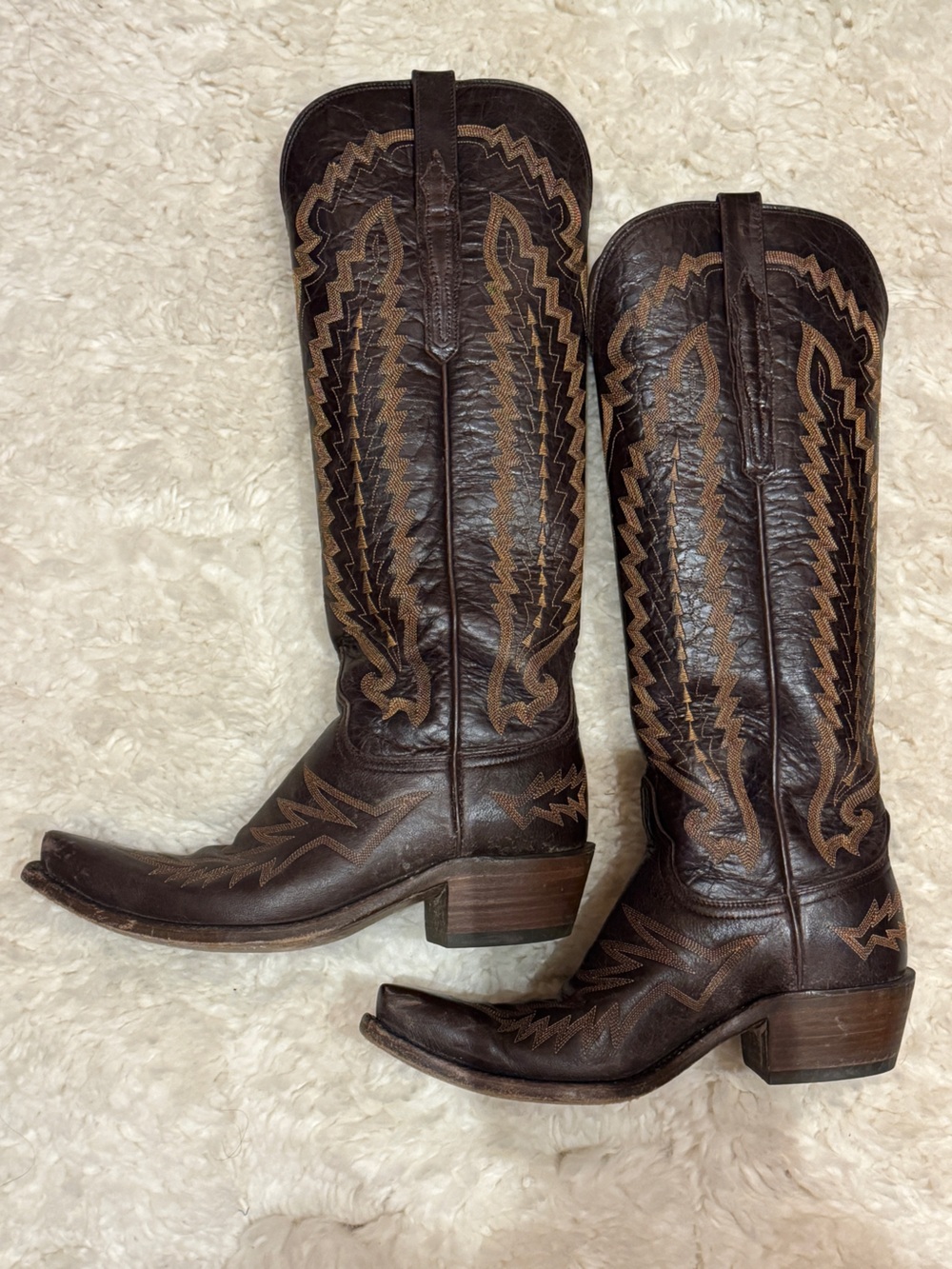 Lucchese Priscilla Dark Brown Embroidered Western Boot